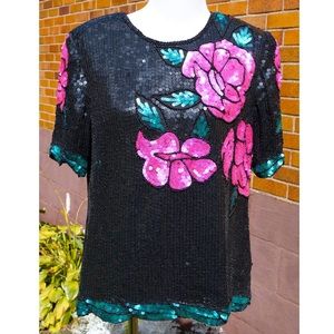 Floral Sequin Women's Top